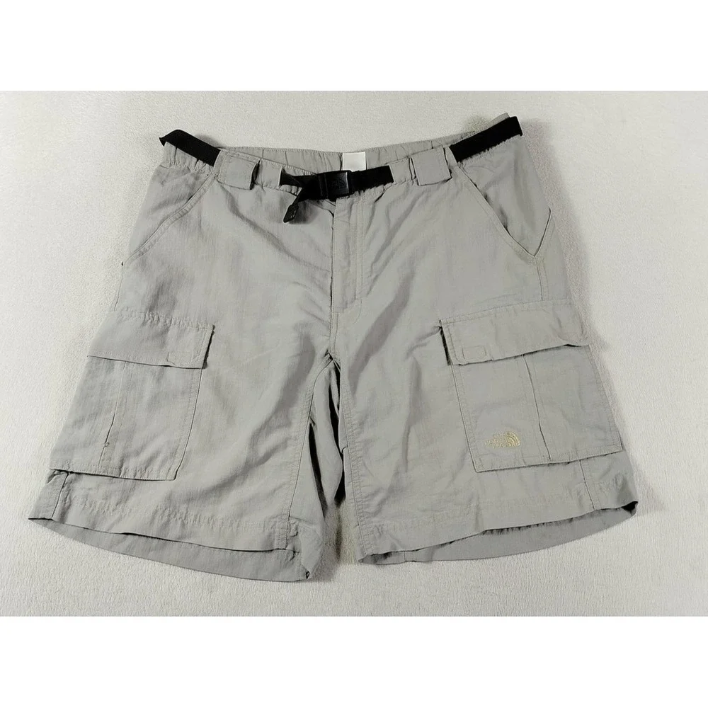 The North Face Shorts Men Large Gray Nylon Cargo Hiking Belted Outdoors Gorpcore